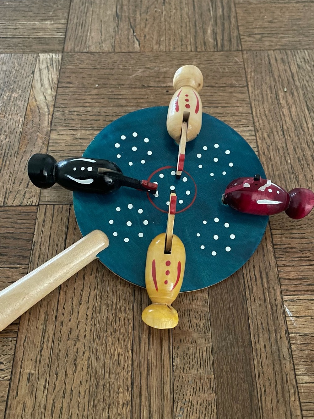 Wooden chicken pecking toy hen eating seeds handmade kinetic toy